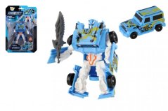Transformer auto/robot plast modrý na kartě