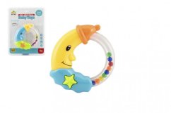 Chrastítko měsíc plast 11cm/2barvy na kartě/0+m