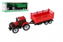 Traktor s přívěsem plast 28cm 2barvy v krabičce