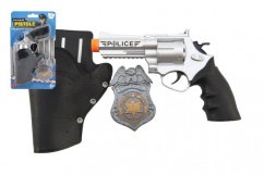 Policejní pistole klapající 20cm v pouzdru s odznakem