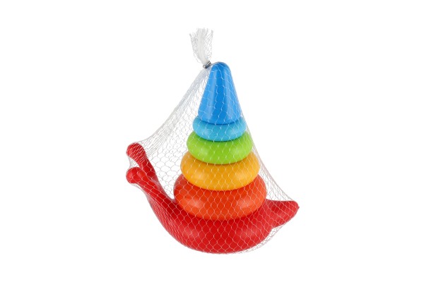 Skládanka pyramida kroužky šnek plast 6ks v síťce
