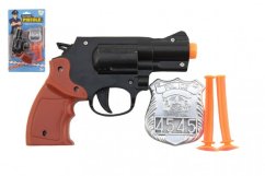 Pistole policejní 15cm plast s odznakem a přísavky