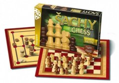 Šachy, dáma, mlýn dřevěné figurky s kameny/společenská hra