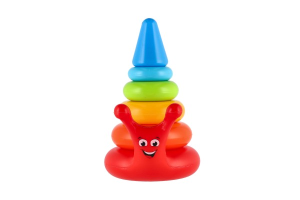 Skládanka pyramida kroužky šnek plast 6ks v síťce